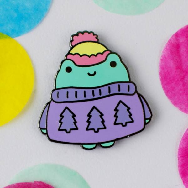 Pink & Blue Frog Pin - 25% To Charity
