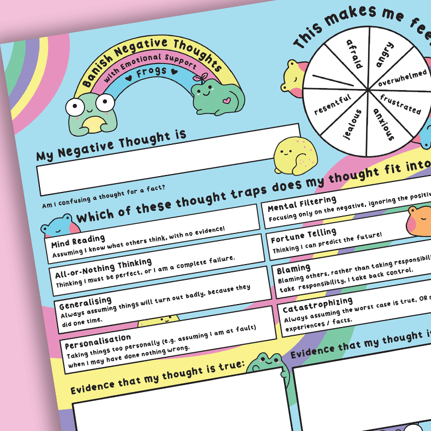 Banish Negative Thoughts with Emotional Support Frogs - A4 Notepad – Sugar  and Sloth