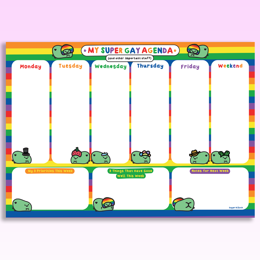 My Super Gay Agenda Rainbow Pride Froggie A4 Weekly Planner