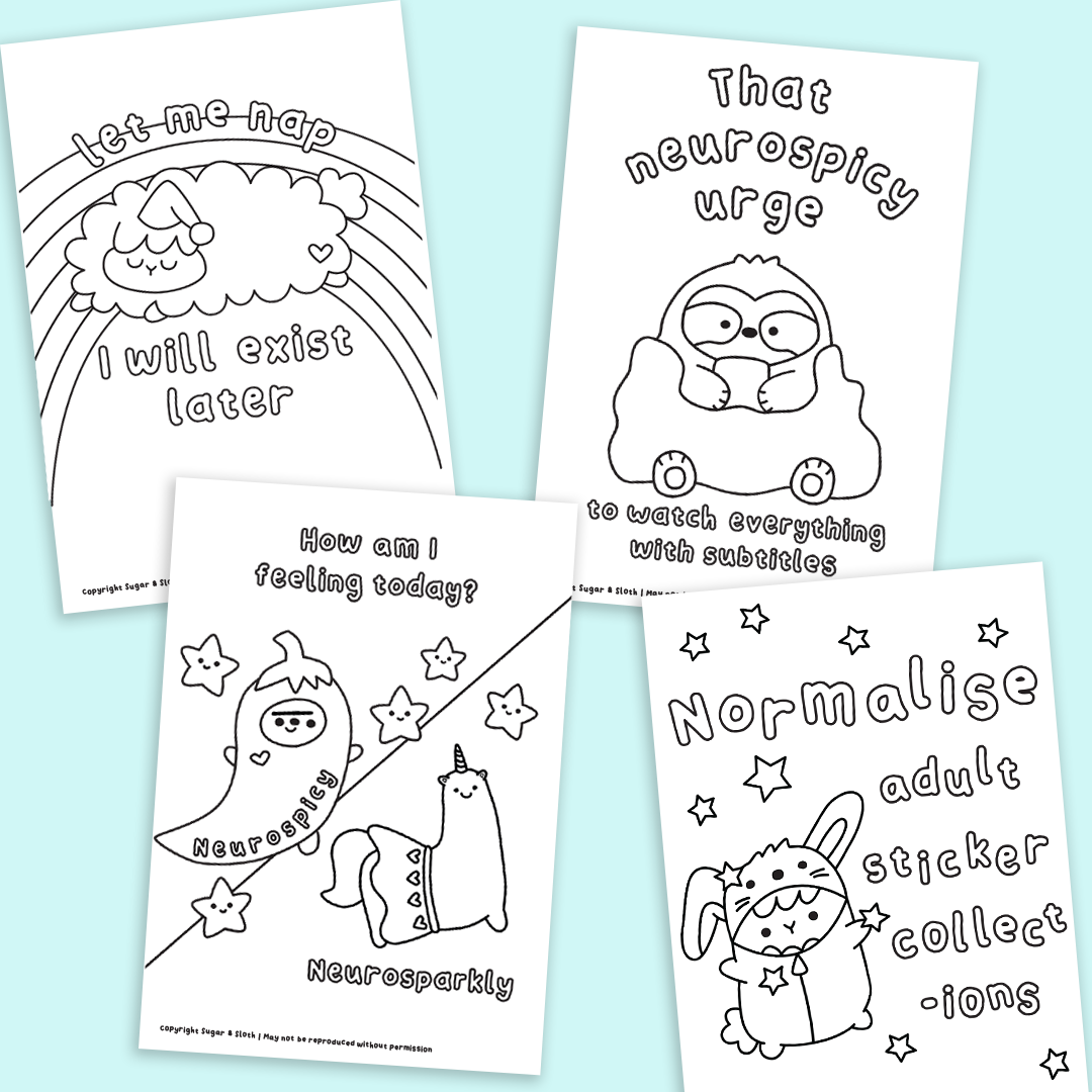 Colouring Book Mega Bundle: Our Neurospicy and Self-Care Digital AND Physical Books!