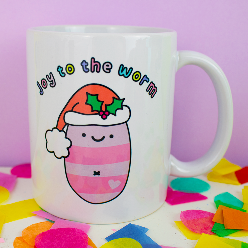 Joy to the Worm Christmas Mug 