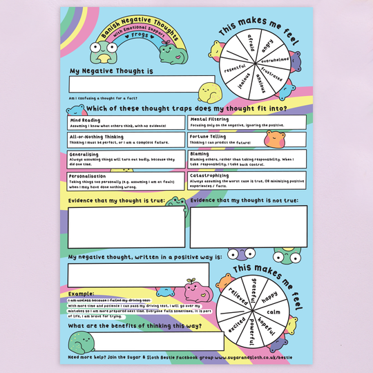 Digital Download: Banish Negative Thoughts with Emotional Support Frogs - worksheet download