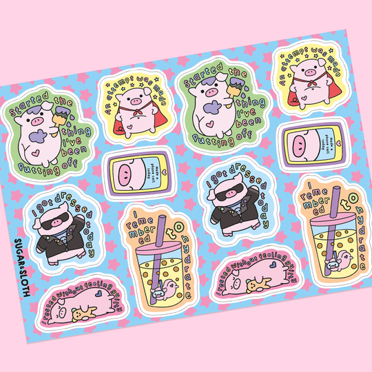 Perfectly Imperfect Piggy Reward Stickers A5 Sticker Sheet