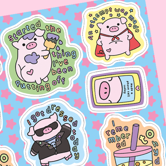 Perfectly Imperfect Piggy Reward Stickers A5 Sticker Sheet