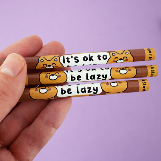 Set of 3 - It's Ok To Be Lazy - Red Panda Pencil