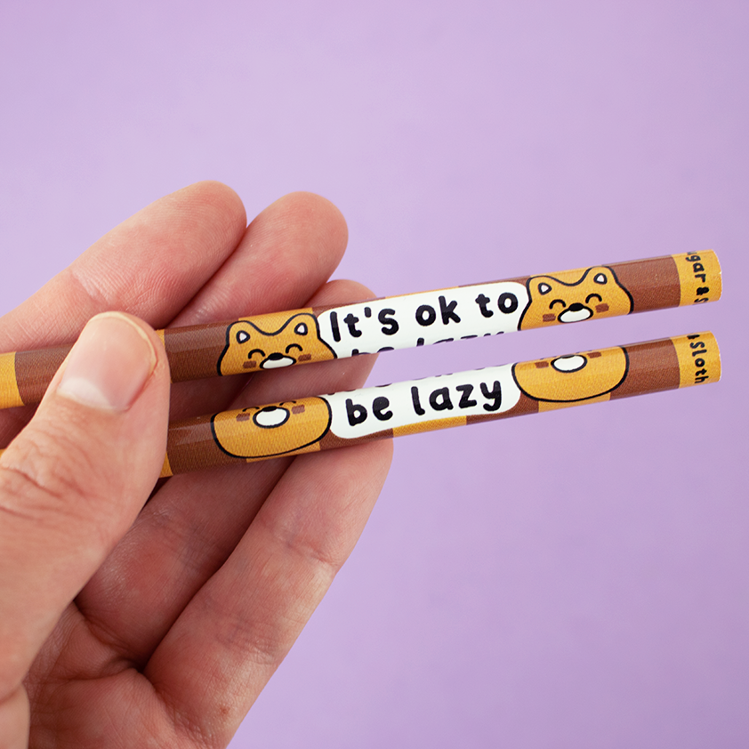 Set of 3 - It's Ok To Be Lazy - Red Panda Pencil