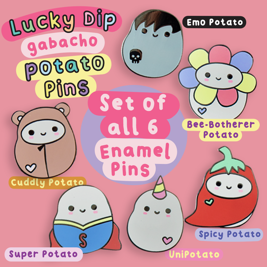 Set of all 6 - Ian the Potato Gachapon Pins