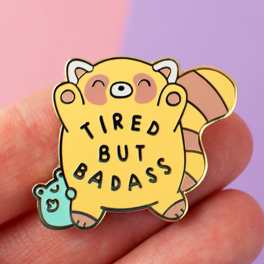 Tired But Badass Red Panda Enamel Pin