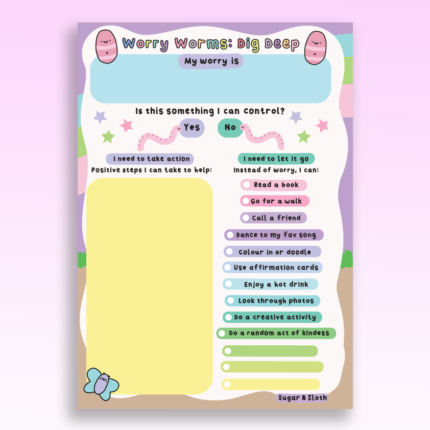 Worry Worms Dig Deep A6 Notepad