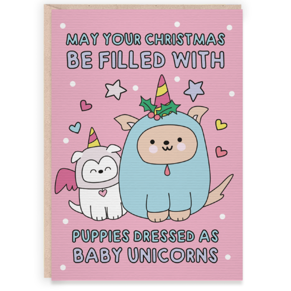 Puppies Dressed as Unicorns Card