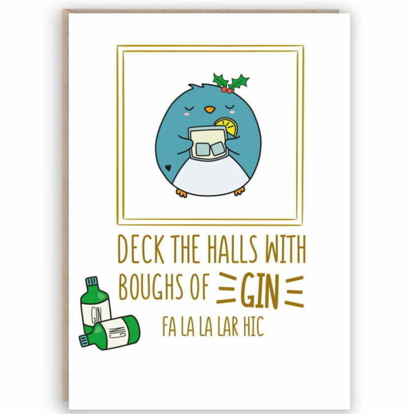 Gin Loving Penguin Card 