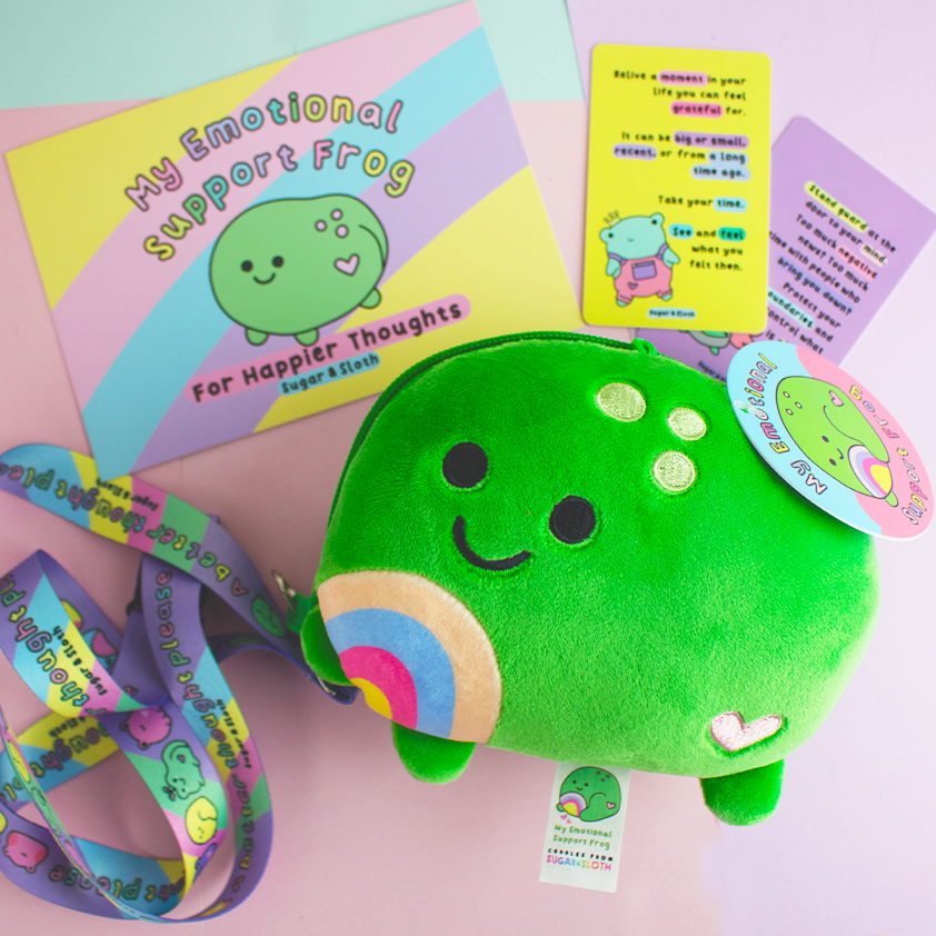 Happier Thoughts: Your Emotional Support Frog Zip Plushie with Calm Ca –  Sugar and Sloth