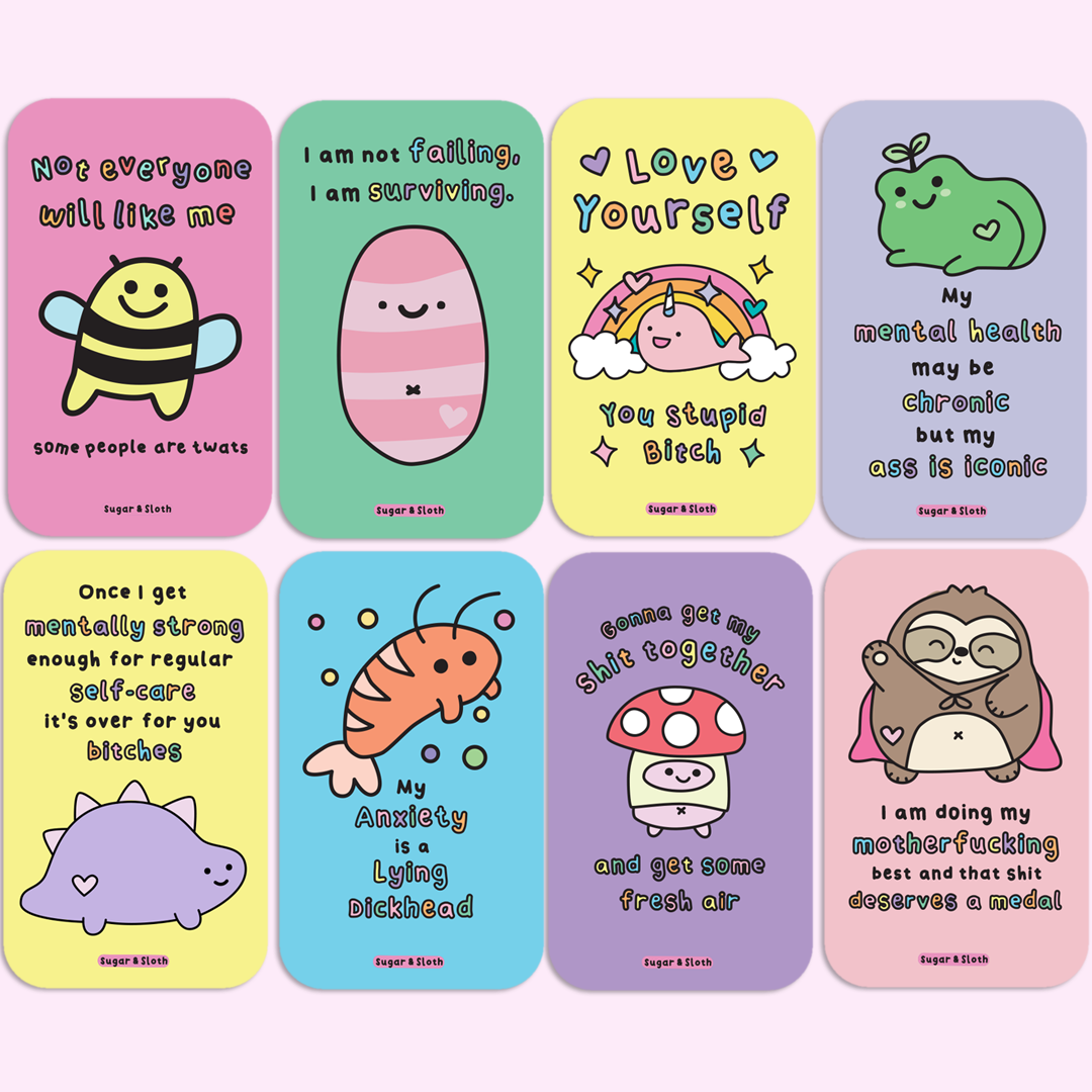 Love Yourself You Stupid B*tch - Set of 20 sweary affirmation cards