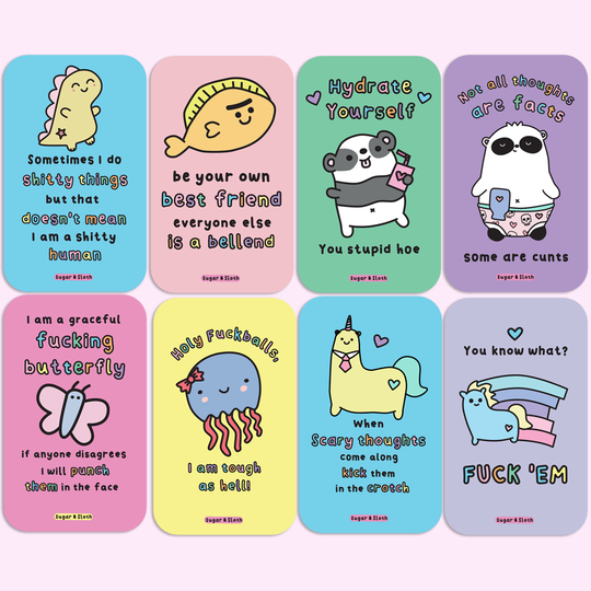 Love Yourself You Stupid B*tch - Set of 20 sweary affirmation cards