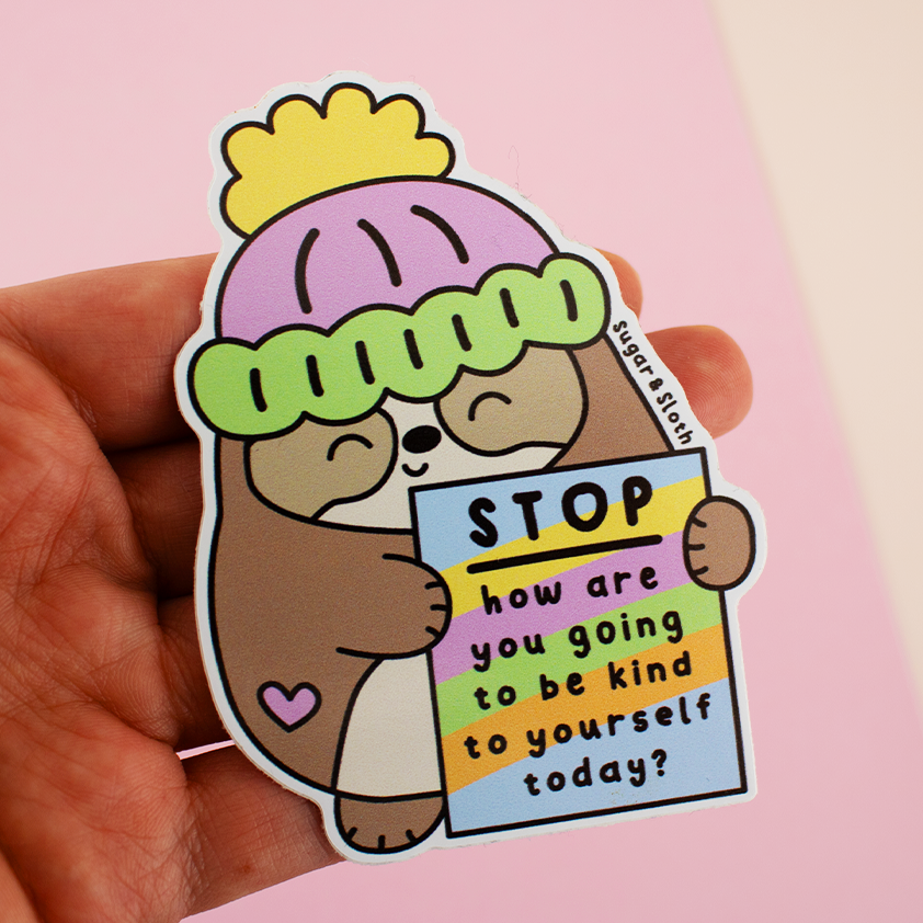 Ernest the Sloth Be Kind to Yourself Vinyl Sticker