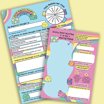 *** PRE-ORDER *** Banish Negative Thoughts & Emotional Support Frog Worry Pad - Set of two notepads