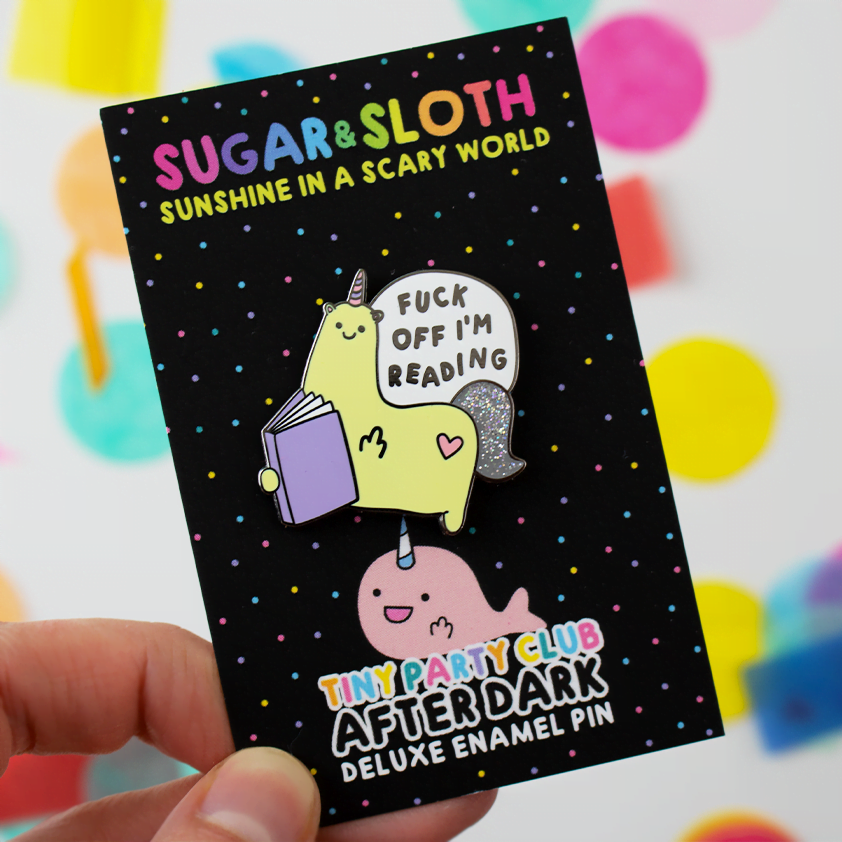 steve enamel pin fuck off im reading v2